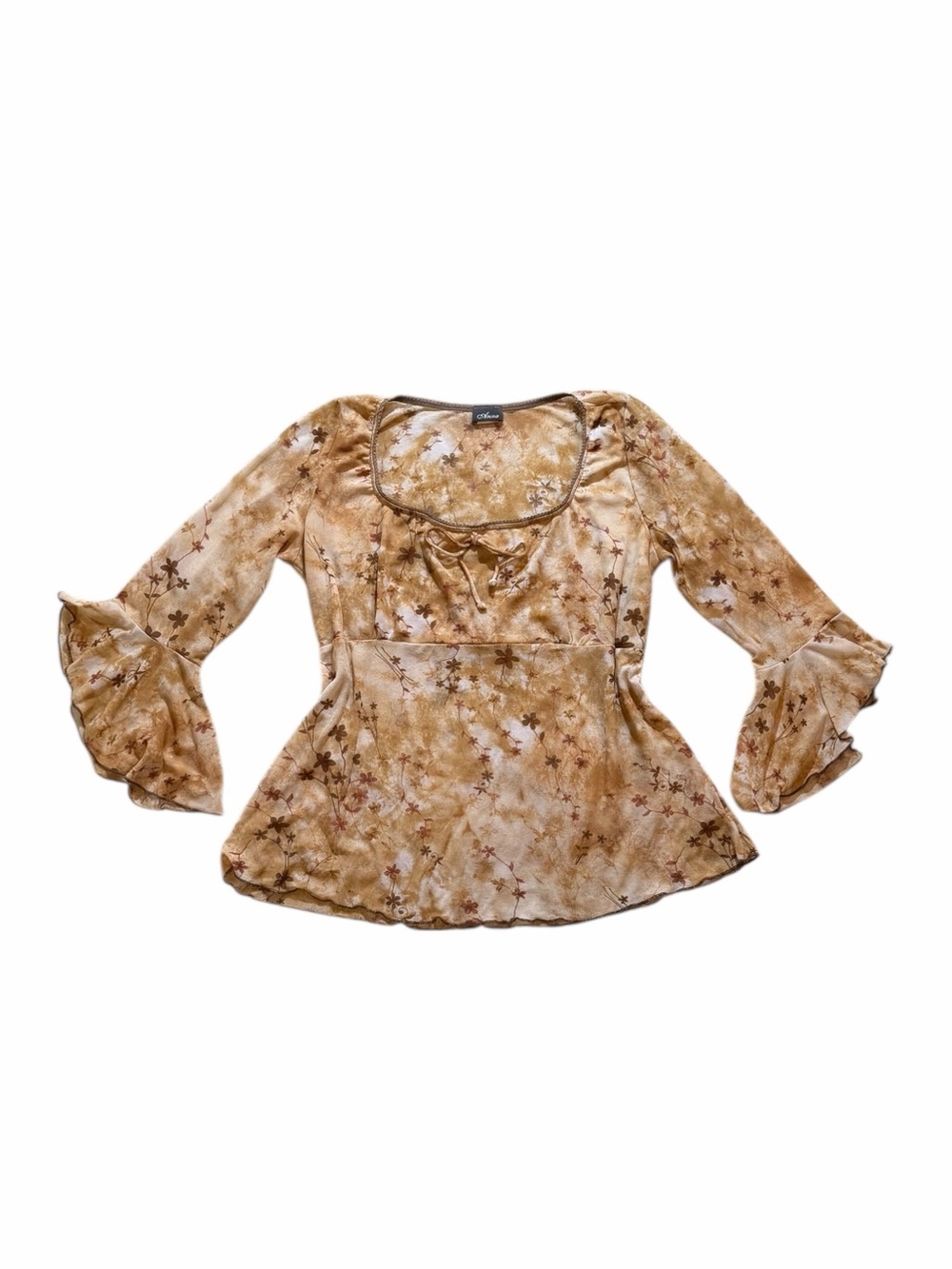Anna Star-Print Velvet Peplum Top in Gold
